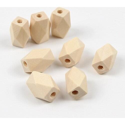 10pcs Natural Long Geometric Lead-free Solid Wooden Beads For Jewelry Making Diy Children Teething Wood Crafts Home Decoration