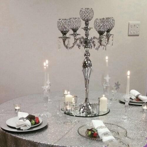 12pcs)hot10 Arms metal with glass bead gold candelabras weddings table centerpieces yudao1212