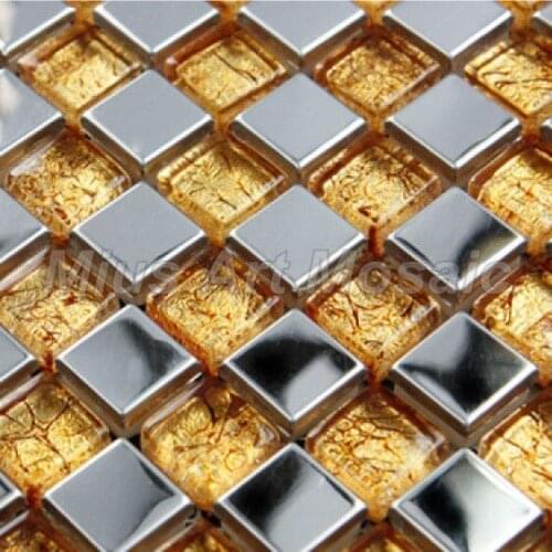 5/8"x5/8" glass tile ikitchen metal mosaic tiles A4S038