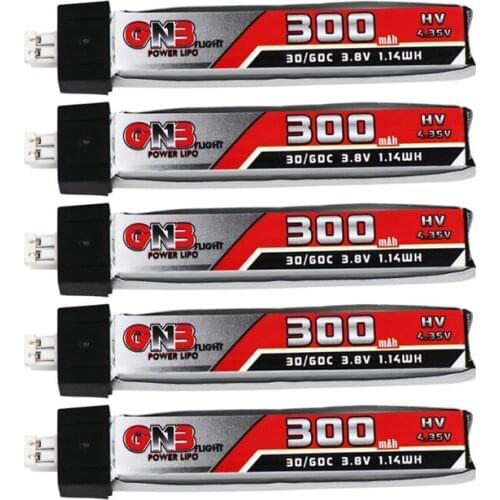 5pcs/Lot GNB Gaoneng 3.8V 300mAh 30C 1S Lipo Battery with PH2.0 Plug