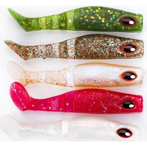 5pcs/lot Fishing Soft Lure Fishing Bait Wobblers Fishing Lures T-tail Carp Lifelike 3D Eyes Soft Lure Fishing Tackle 4g/7.5cm
