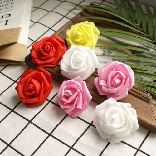 50pcs Artificial 6CM Foam PE Rose Flower Head Wedding Candy Box Flower Ball DIY Handmade Furniture Creative Decoration