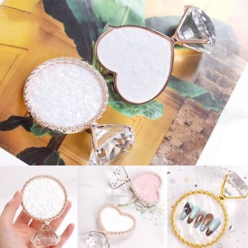 1PC Diamond False Nail Art Plate Tips Display Stand Golden Rim Agate Palette Nail Polish Gel Display Photo Props Showing Tools