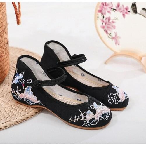 YourSeason Comfort Ladies Cotton Fabric Walking Ballet Flats Women Casual Soft Chinese Style Embroidered Flat Shoes