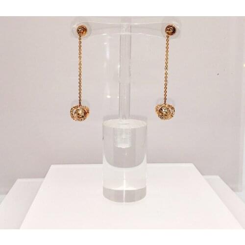 Brand 1:1 elegant atmosphere diamond-studded spiral drop shape rose gold tassel earrings exquisite ladies silver jewelry