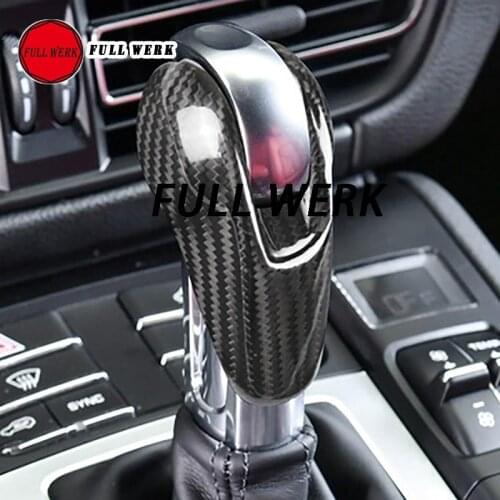 1 Piece Geniune Carbon Fiber Car Gear Shift Knob Cover Sticker Trim Cap Decoration for Macan 14-20 Interior Accessories