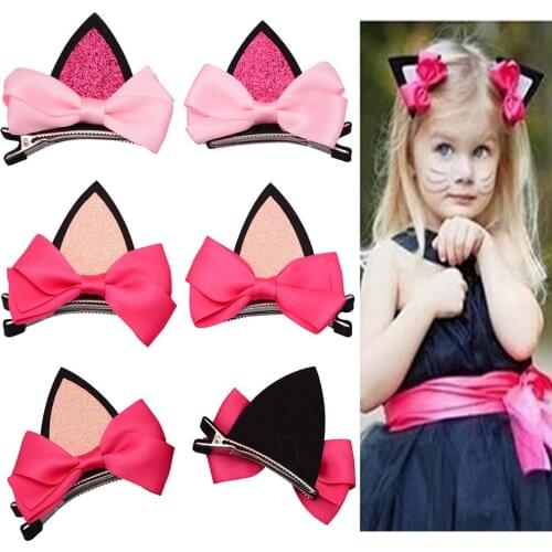 2020 Kids Baby Girl Cloth Fashion Cat Ear Supreme Head Clip Kids Hair Band Bebe Girls Cute Animal HairPins Headwear Accessories