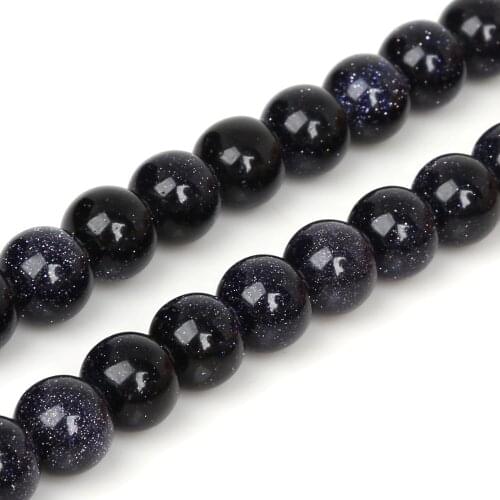 DIY Gorgeous Select Size 4/6/8/10mm Smooth Gold Sand/Blue Sand Loose Beads For Bracelets & Necklaces Jewelry Making