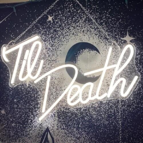 Custom Logo Til Death 3D Led Flex Transparent Acrylic Neon Sign Light Letter Board Wedding Decoration Party Background Decor