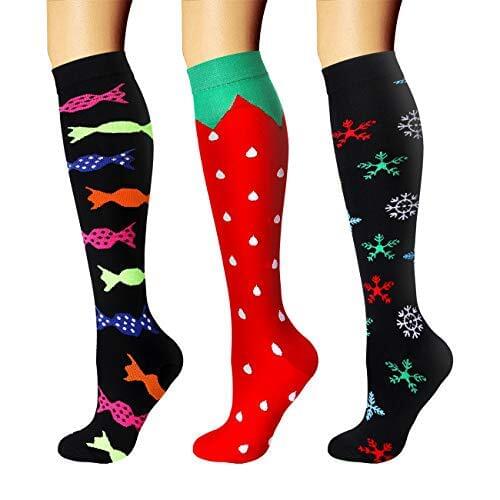 Compression Stockings Women Knee High Men Sport Leg Pressure Nylon Running Socks Travel Happy Long Funny Compress Socks Animals