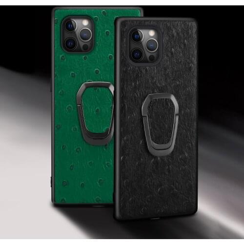 LANGSIDI Ostrich Grain Leather Phone Case for iPhone 12 PRO max 11 Pro Max X XS Max XR 7 8 Plus Magnetic Bracket Kickstand Cover