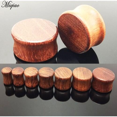 Miqiao 2pcs 6mm-20mm Piercing Jewelry EAR TUNNEL Rosewood Concave Solid Wood Ear Expander New Ear Gauges Plugs