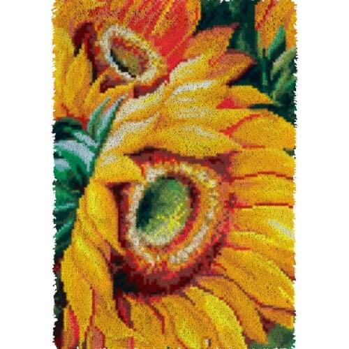 Latch hook kit with Pre-Printed Sunflowers Pattern Foamiran for needlework Embroidery kits Knotted carpet kit Home decoration