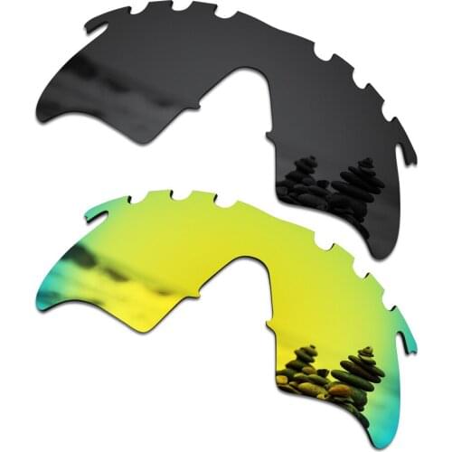 SmartVLT 2 Pieces Polarized Sunglasses Replacement Lenses for Oakley M Frame Heater Vented Stealth Black and 24K Gold