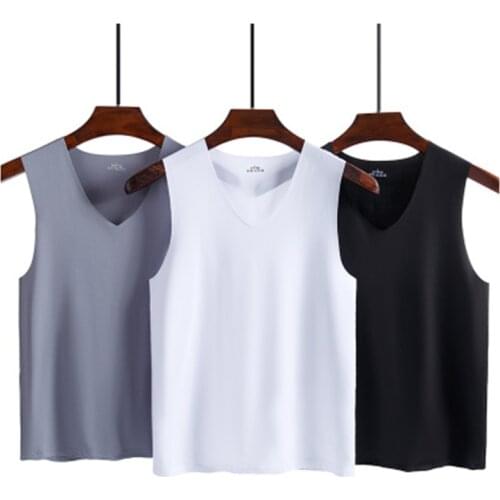 Casual Mens Ice Silk Seamless Tank Tops Gym Bodybuilding Fitness Singlet Plus Size Male Sleeveless Breathable Vest Undershirt