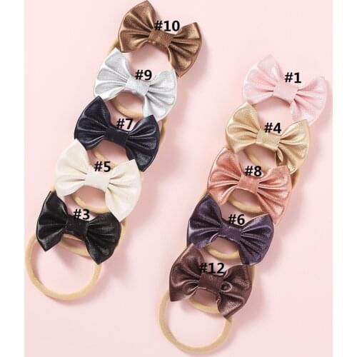 1pcs Baby Headband Bow Headbands For Girl PU Headband Nylon Headband Newborn Photography props Toddler Hair Accessories