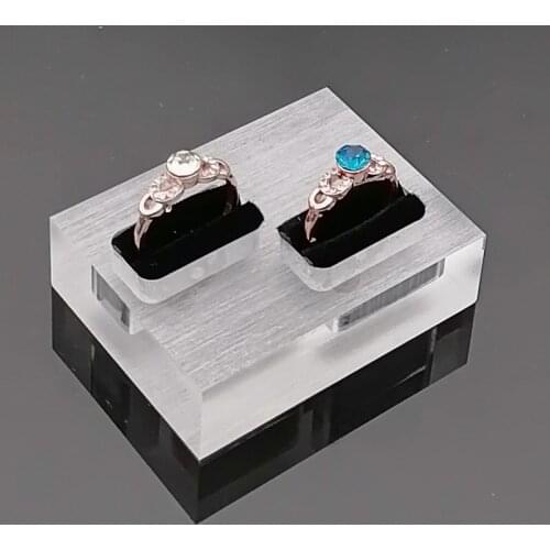 Wholesale 1 Pcs Mini Clear Acrylic Double Rings Display Stand Jewelry Store Showcase Holder Organizer Small Rings Storage Case