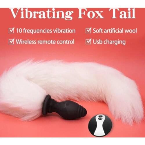 Remote Control Electric Shock Anal Vibrator Dilator Anal Plug Remote Control Buttplug Dildo Fluff Tail plug Sex Toys For Women