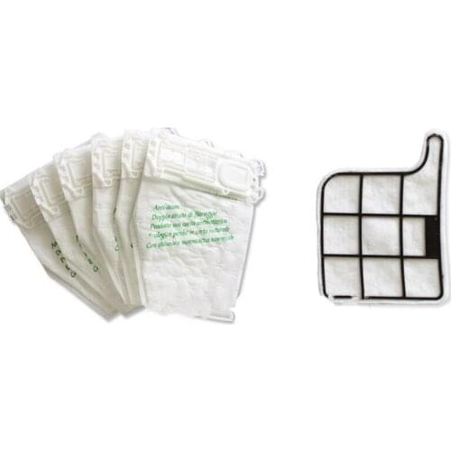 6x Vacuum Cleaner Dust Bags and 1x HEPA filter Fit for Vorwerk VK135 136 Delotor VK369 Vacuum Cleaner Filter Parts Accessories