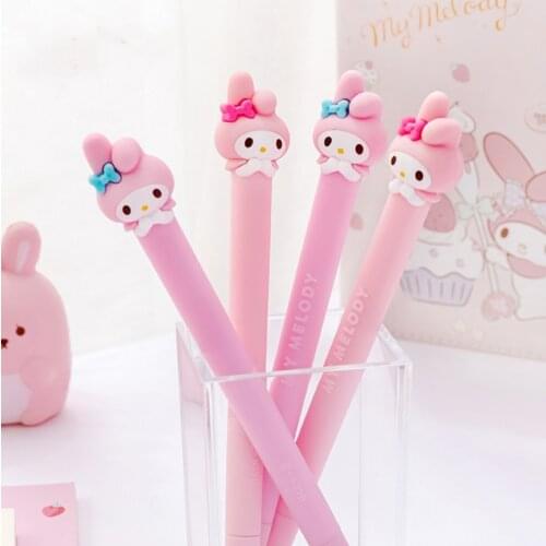 1PC Silica Cute Pink Cartoon Black Ink Gel Pens for Journaling Gift For Girls Drawing Writing School Stationary Office Supplies