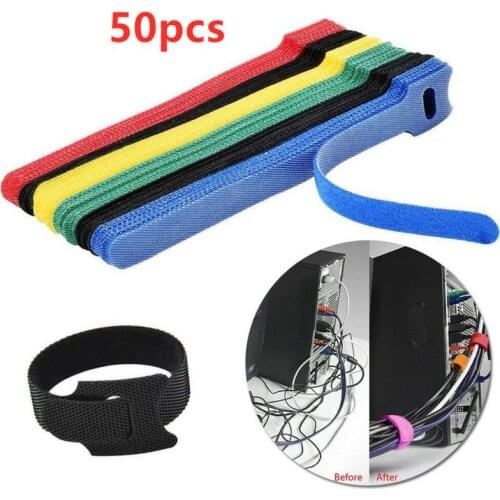Self-adhesive Fixed Velcro Tape Solid Nylon Velcro Cable Tie Wire Battery Rod Ring Belt Strap Fastener Tape Cord Tidy Organizer