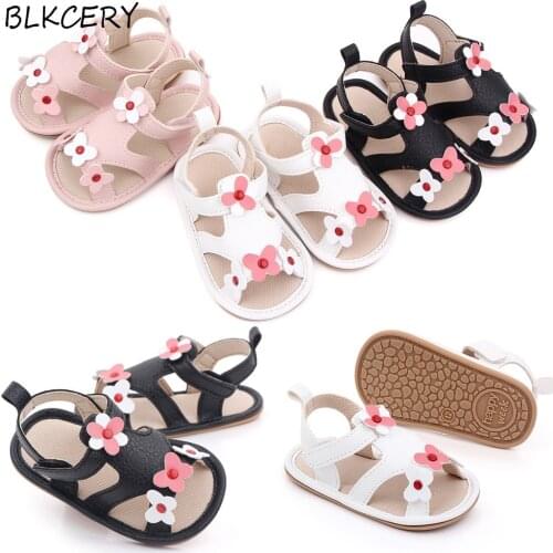 Fashion Baby Girl Sandales Newborn Summer Shoes Toddler Princess Rubber Sole Flowers Flats for 1 Year Infant Leather Sandalen