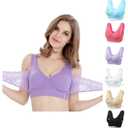 Sexy Lace Seamless Breathable Sport Bra Solid Cross Side Buckle Bra Brassiere Wireless Push up Bras 3XL Plus Size for Women