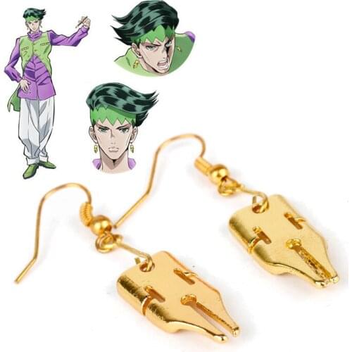 Anime jojo bizarre adventure Rohan Kishibe Pen Nib Drop Earrings Men Women Girl Cosplay Accessories Jewelry Dangle Earring