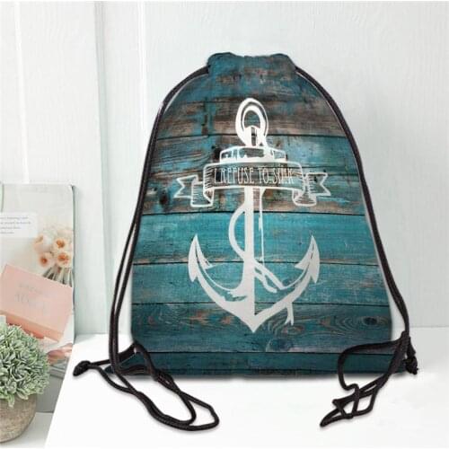 Anchor Drawstring Bag Portable Lightweight Backpack Bag Travel Sport Outdoor Hiking Storage Bag Silk Fabric Bag 20201102