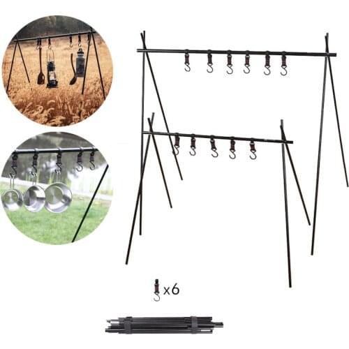 Outdoor Folding Camping Shelf Clothes Storage Hanger Cookware Eequipment Hanging Rack Triangle Rack Lightweight Aluminum Hook