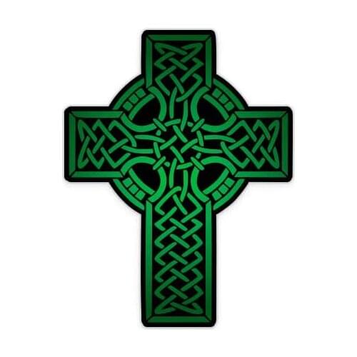 Green Celtic Cross - Vinyl Sticker Waterproof Decal