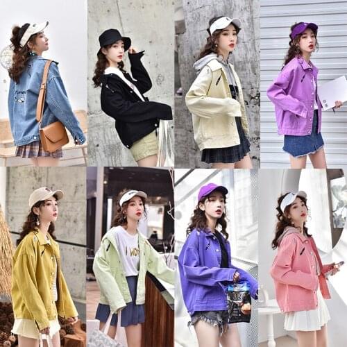 2021 Real Shot Autumn New Korean Version Loose Wild Short Embroidered Denim Jacket Women Free Shipping