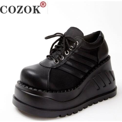 Ankle Boots For Women Punk Shoes Women Classics Gothic Boots Fashion Black Chunky Boots Wedge Platform Shoes Botas Para Mujer