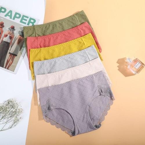 M-XL 1PCS Cotton Underwear Womens Panties Set Comfort Underpants Floral Lace Briefs For Woman Sexy Low-Rise Pantys Intimates