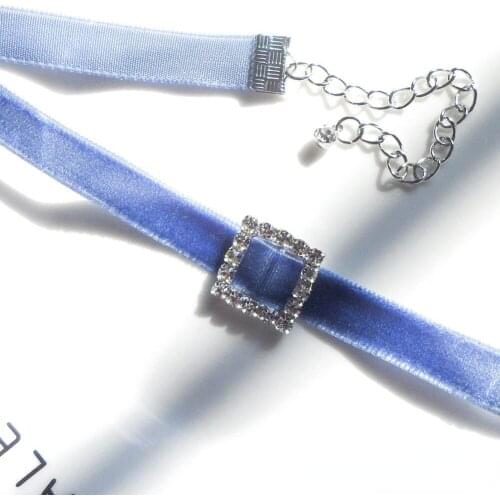 Trendy New Japanese Sweet Blue Lace Velvet Planet Pendant Clavicle Chain Choker Necklace for Women Vacation Jewelry