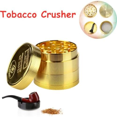 Gold Smoke Grinder 4 Layer Smoking Pipe Smoke Cigarette Cutter Alloy Herbal Herb Tobacco Grinder Spice Weed Chopper Smoking Mill