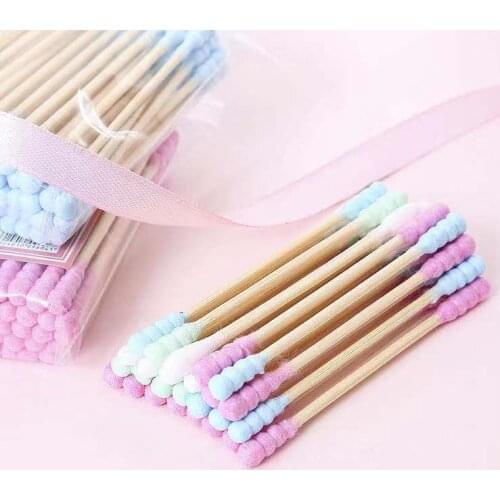 100PCS/Pack Double Head Cotton Swab Women Makeup Cotton Medical Double-head Wood Sticks Ears Cleaning Health Care Tool