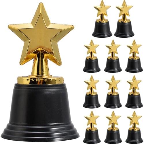 12pcs Star Trophies Plastic Winners Award Sports Meeting Competition Party Team Reward Prizes 13cm