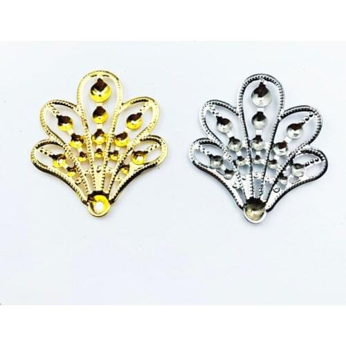20 pcs/lot 4*4.5cm Gold color/rhodium Metal Filigree Flowers Slice Charms base Setting Jewelry DIY Components