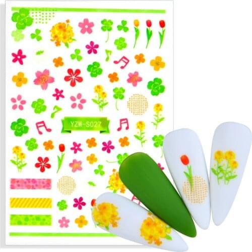 2021 New Arrival 3D Nail Sticker Flower Leaf Series Designs Nail Art Decorations Foil Manicure Stickers for Nails
