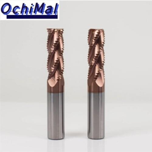 3PC Roughing End Mill Metal Cutter HRC55 4 Flutes Cnc Endmill Alloy Carbide Tungsten Steel Milling Cutter Roughing End Mills 6mm