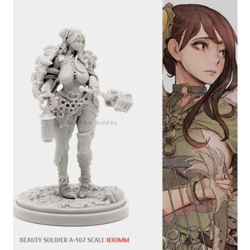 30MM Resin model Kits BEAUTY SOLDIER Goddess Series self-assembled A-107