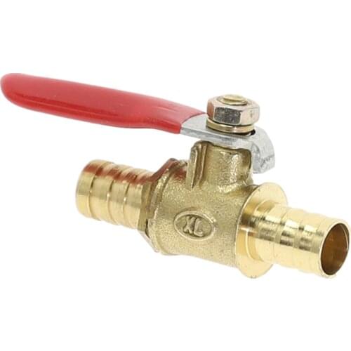 5PCS red handle Valve 6mm-12mm Hose Barb Inline Brass Water Oil Air Gas Fuel Line Shutoff Ball Valve Pipe Fittings