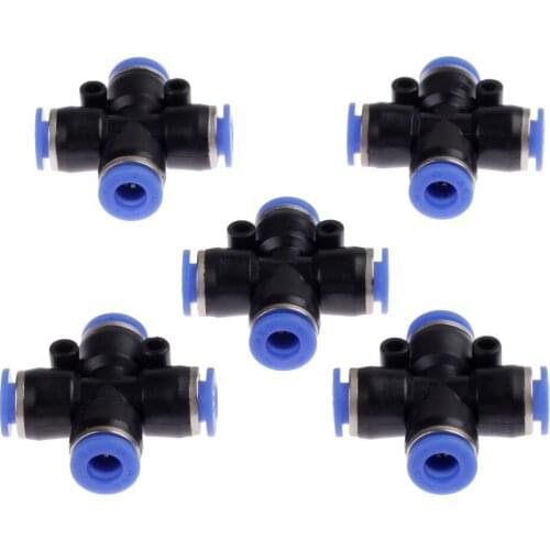 5 Pcs/lot PZA4 6 8 10 12mm Air Fitting 4-Way Cross Shaped Splitter Push in Pneumatic Tube Connector Quick Fittings