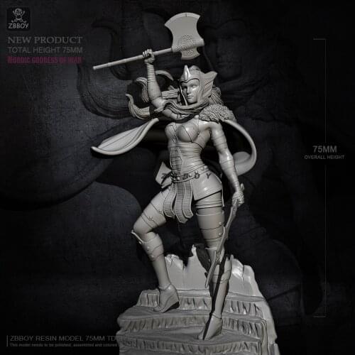 75MM Resin model kits figure Goddess of war self-assembled TD-2462