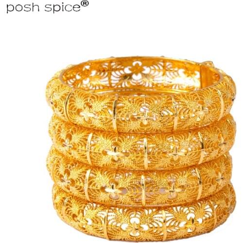 4pcs / lot Dubai bracelets for women Ethiopian Gold Color bangles&bracelets Middle East wedding jewelry African gifts