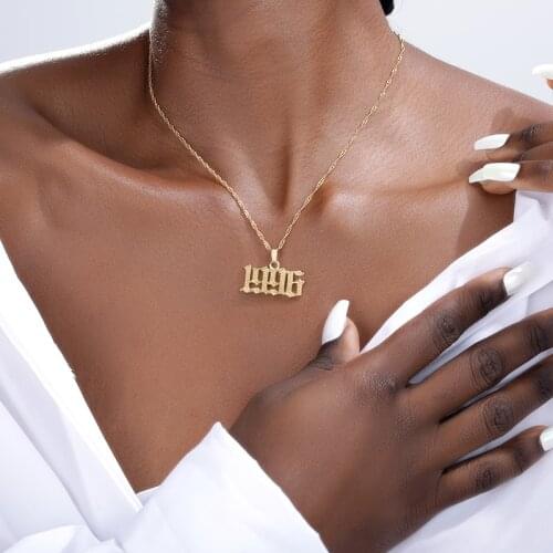 Stainless Steel Birthday Gift Year Necklaces For Women Men Gold Color Chain Choker Male Female Pendant Necklace Fashion Jewelry