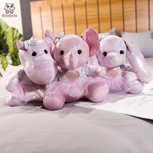 BOLAFYNIA Children Plush Toy Colorful cartoon animal elephant bunny hippo Baby Kids Stuffed Toy for Christmas Birthday gift