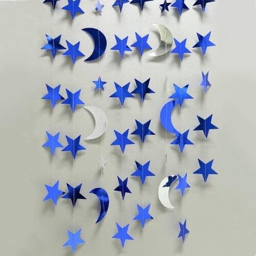 4M Moon Star Paper Garland Eid Mubarak Banner Wall Hanging Bunting Ramadan Kareem Muslim Islam Home Baby Shower Party Decoration
