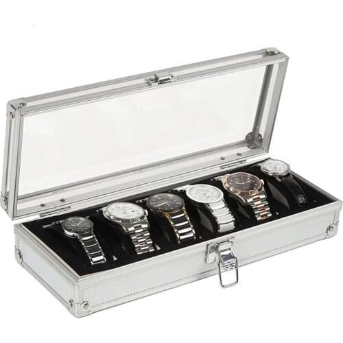 6 Slots Watches Display Collection Box Watch Holder Organizer Storage Box Aluminium Rectangle Cabinet коробка для часов Gift Box